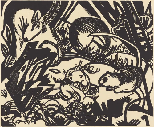 Animal Legend (Tierlegende) by Franz Marc, print, 1912