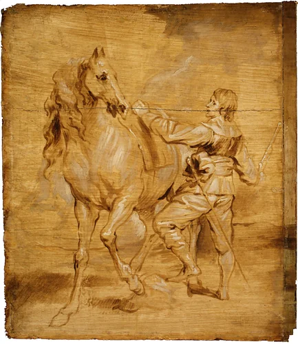 A Man Mounting a Horse by Anthony van Dyck, painting, 1625-1635