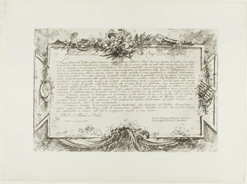 Dedication to Giovanni Bottari, from Some Views of Triumphal Arches and other monuments by Giovanni Battista Piranesi, print, 1748