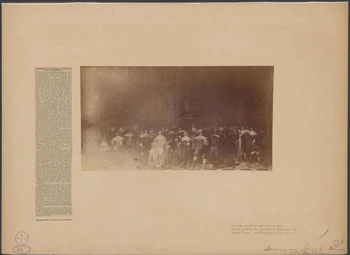 Reproductie van het schilderij 'Bruiloft van Willem van Loon en Margaretha Bas' door Jan Miense Molenaar by anonymous, other, 1850-1899