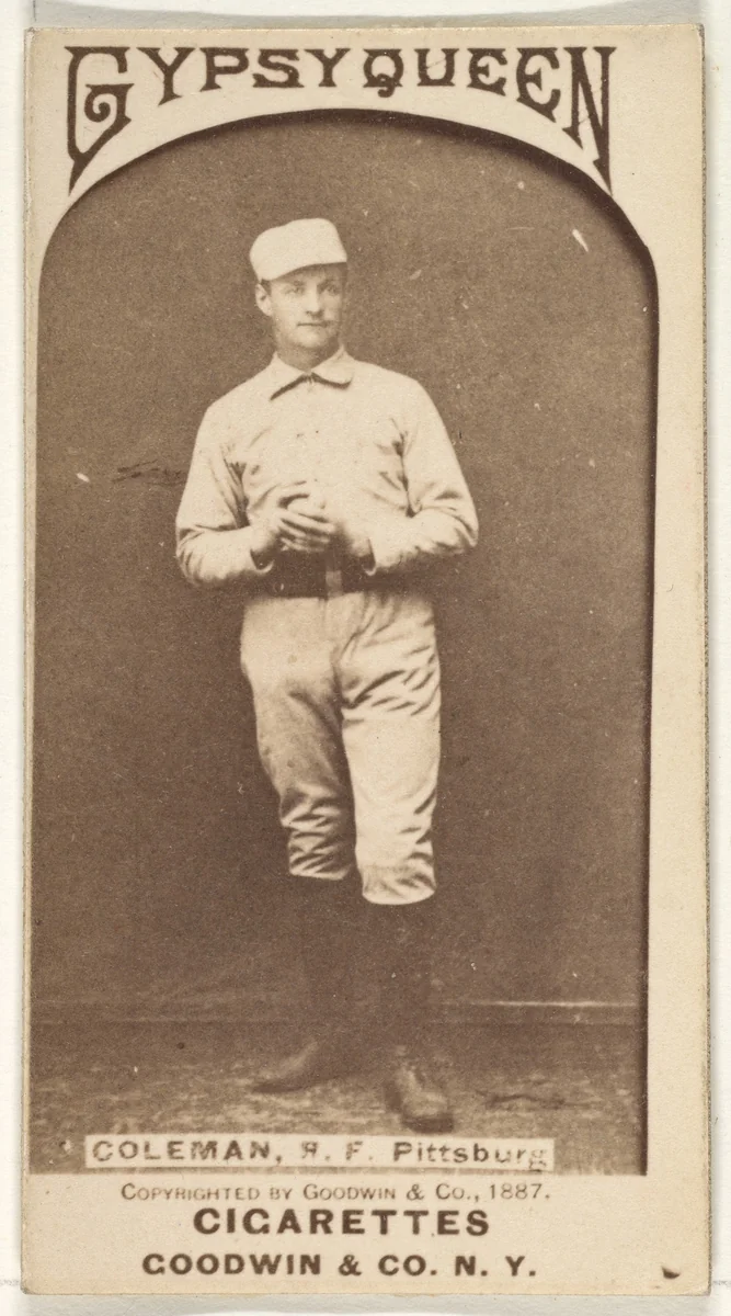 John Francis Coleman, Right Field, Pittsburgh, from the Old Judge series (N172) for Old Judge and Gypsy Queen Cigarettes by Goodwin & Company, photograph, 1887