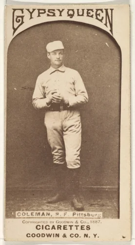 John Francis Coleman, Right Field, Pittsburgh, from the Old Judge series (N172) for Old Judge and Gypsy Queen Cigarettes by Goodwin & Company, photograph, 1887