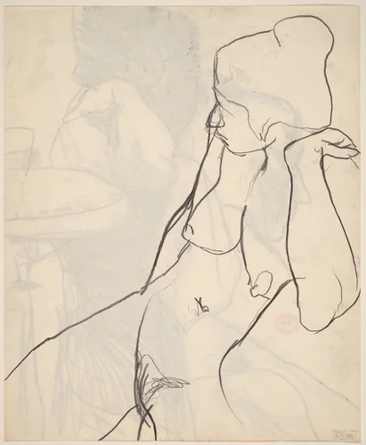 Untitled [female nude in profile] [verso] by Richard Diebenkorn, drawing, 1955-1967