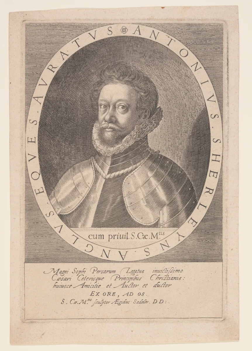 Anton Sherleyns, Ambassador to Persia by Aegidius Sadeler, print, 1600