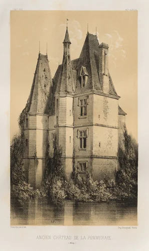 Architecture Pittoresque ou Monuments des XVeme. Et XVIeme. Siecles: Chateaux de France des XV et XVI Siecles: Pl. 94, Ancien Château de la Pommeraie (Aisne) by Victor Petit, print, 1860