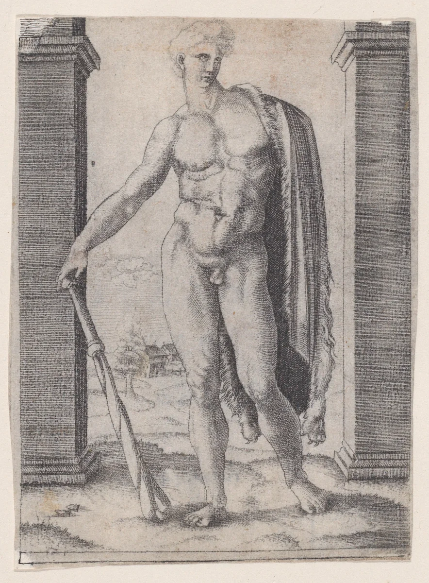 Young Hercules by Agostino Veneziano, print, 1514-1536