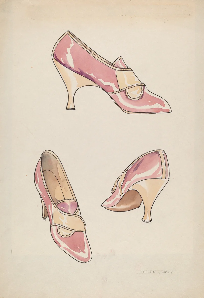 Woman's Slippers by Lillian Causey, index of american design, 1936