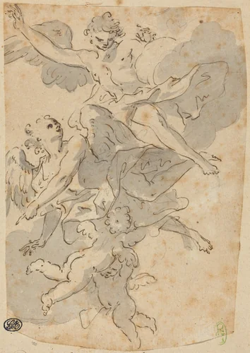 Angels and Putti by Giovanni Battista Crosato, drawing, 1686-1758