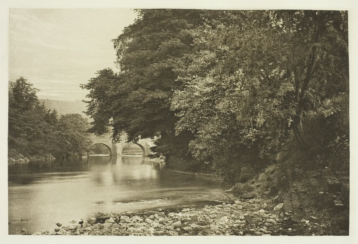 Rowsley Bridge, on the Derwent by Peter Henry Emerson, print, 1880-1888
