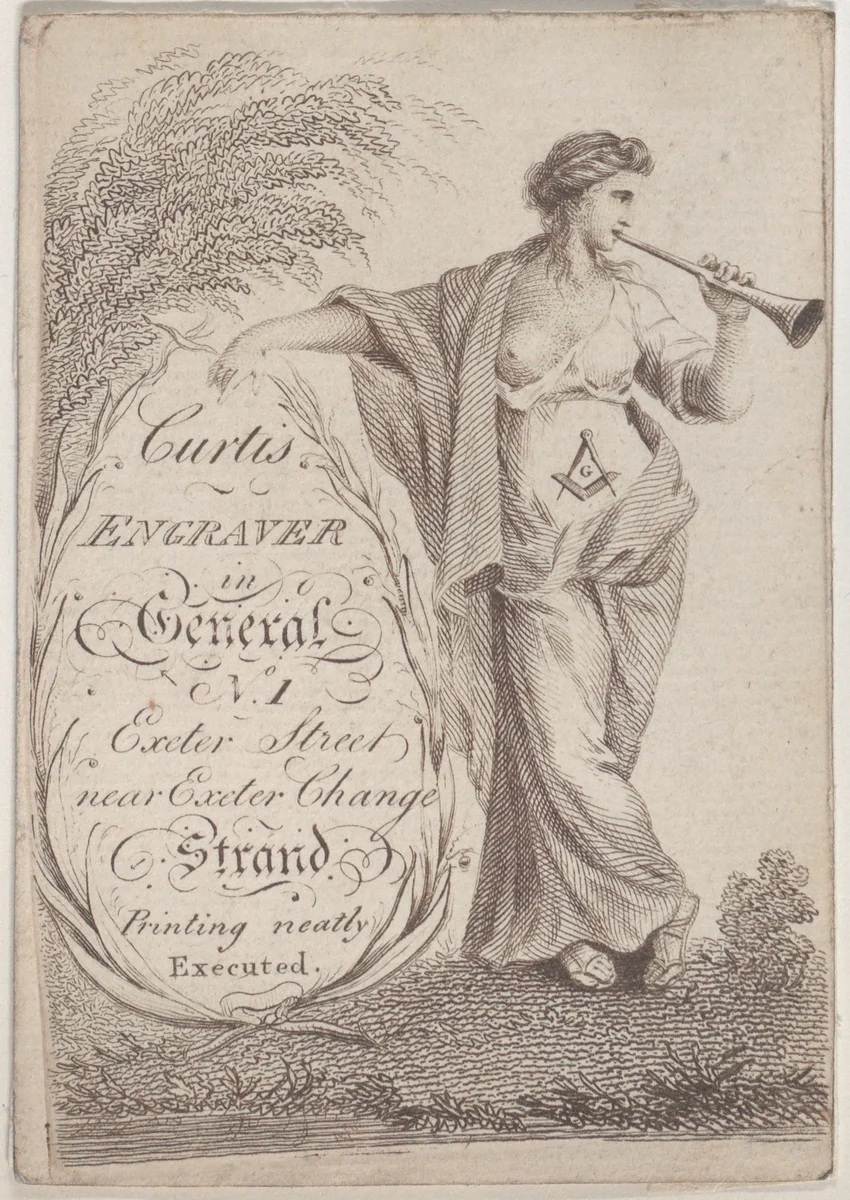Trade Card for Curtis, Engraver by anonymous, print, 1800-1900
