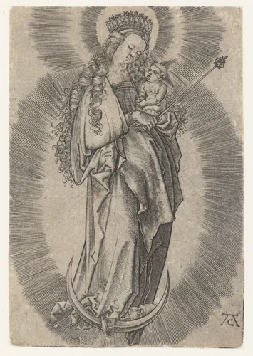 Madonna op de maansikkel. by Unknown, print, 1520-1562