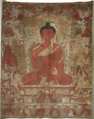 Seated Amitabha with Attendants by Unknown, painting, 1100-1200