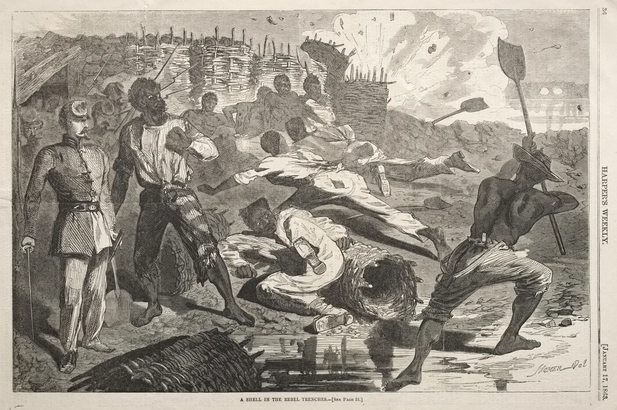 A Shell in the Rebel Trenches by Winslow Homer, print, 1863