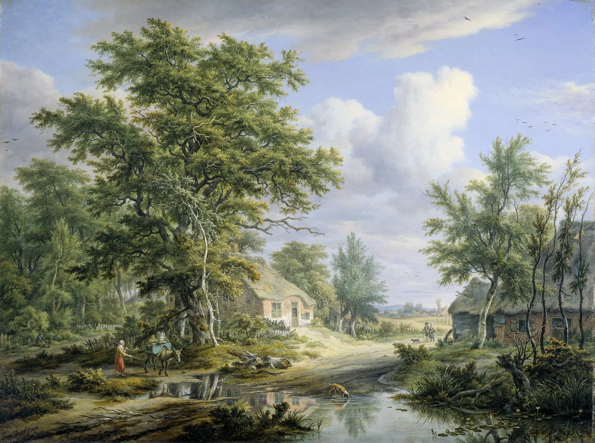 Farms on the Fringe of a Wood by Egbert van Drielst, painting, 1812
