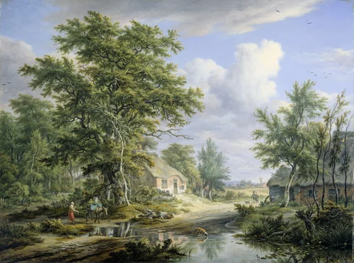 Farms on the Fringe of a Wood by Egbert van Drielst, painting, 1812