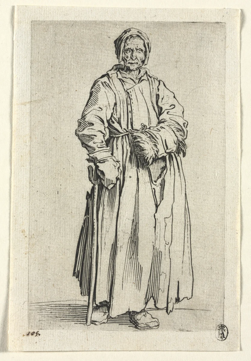 The Beggars: One-Eyed Woman by Jacques Callot, print, 1619-1627