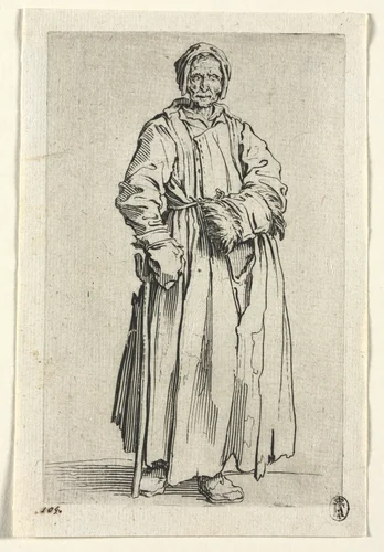 The Beggars: One-Eyed Woman by Jacques Callot, print, 1619-1627