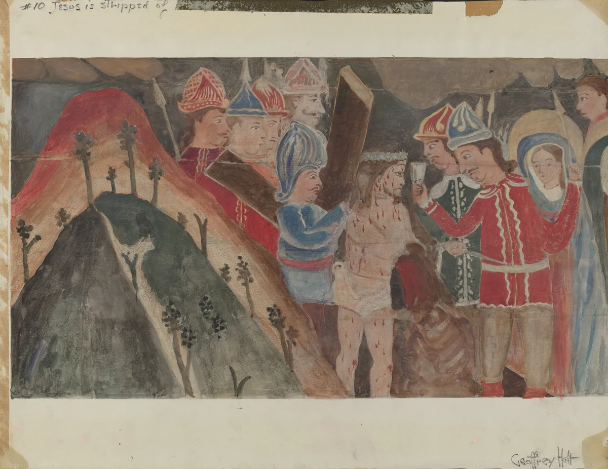 Station of the Cross No. 10: "Jesus is Stripped of His Garments" by Geoffrey Holt, index of american design, 1936