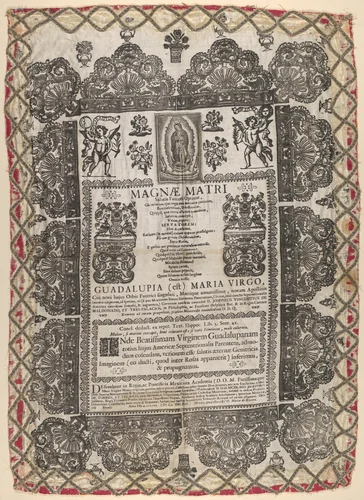 Thesis Proclamation of José Vicente Maldonado y Trespalacios, dedicated to the Virgin of Guadalupe by Baltasar Troncoso y Sotomayor, print, 1756