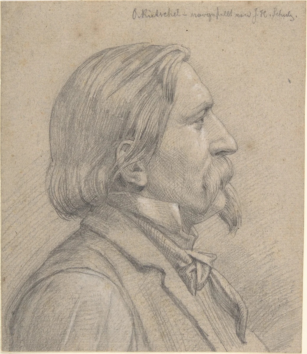 Portrait of O. Rietschel by J. H. Schulz, drawing, 1849-1859