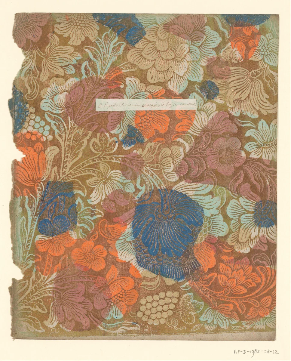 Blad met grote bloemen met vruchten by anonymous, other, 1700-1850