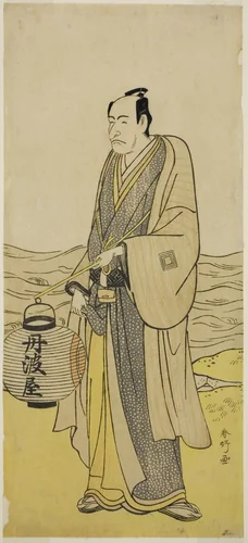 The Actor Ichikawa Danjuro V as Tambaya Suketaro in the Play On'ureshiku Zonji Soga, Performed at the Ichimura Theater in the Second Month, 1790 by Katsukawa Shunko, print, 1785-1795