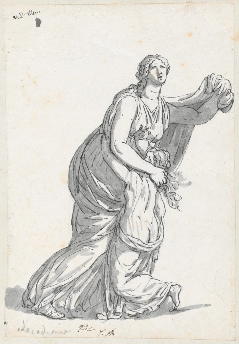 Niobe and Her Daughter by Jacques-Louis David, drawing, 1775-1780