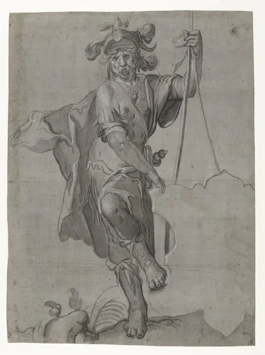Schildhouder in Romeins kostuum by Unknown, drawing, 1576