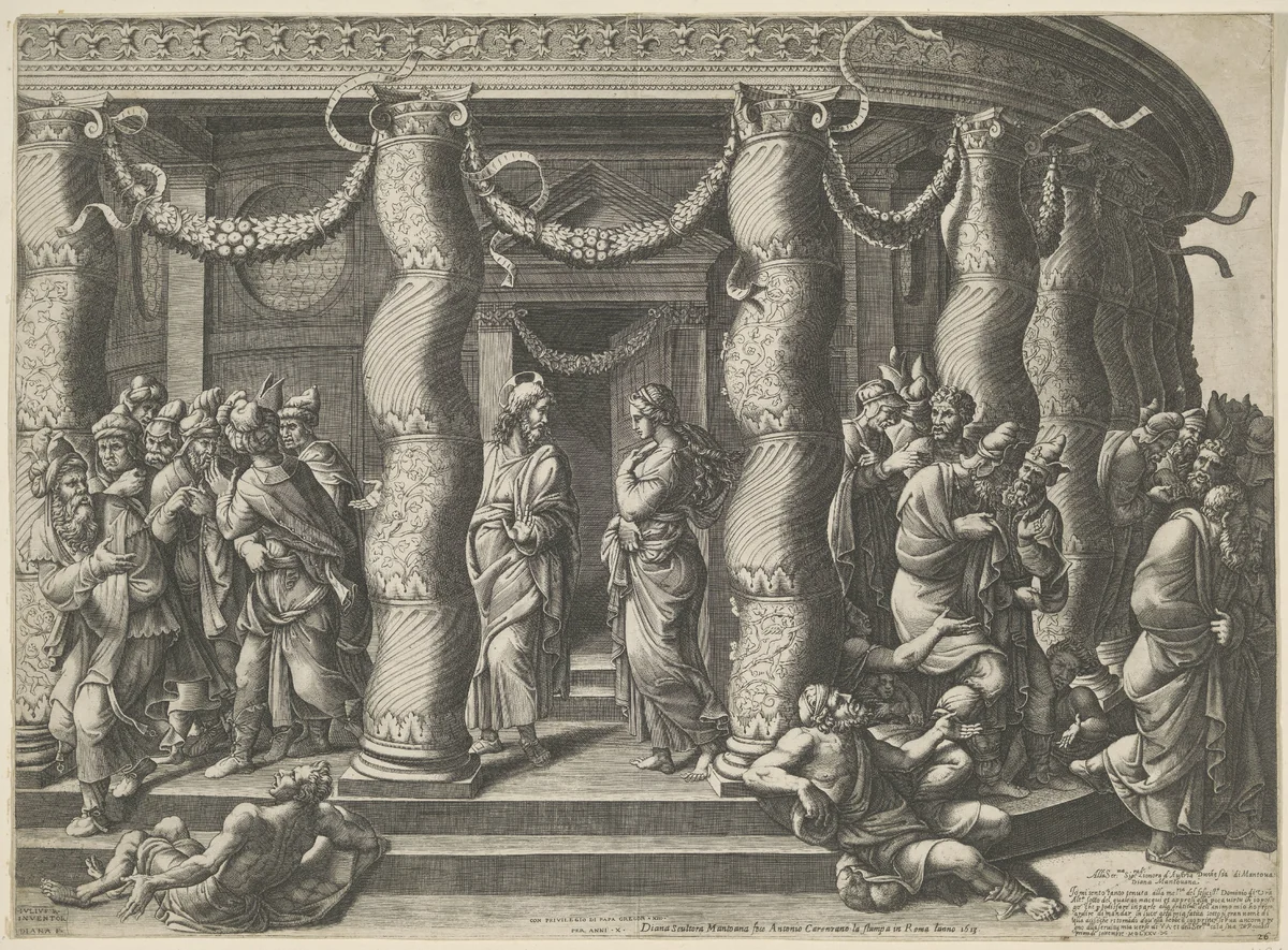 Christ and the Adulteress by Unknown, print, 1575