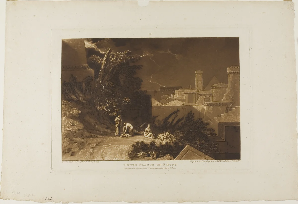 Tenth Plague of Egypt, plate 61 from Liber Studiorum by Joseph Mallord William Turner, print, 1816