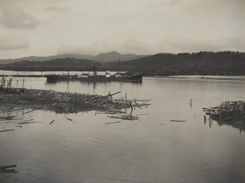 Balboa Terminals, Protection Dike to Dry Dock #1 after the blast. High Tide by Unidentified Photographer, photograph, 1916