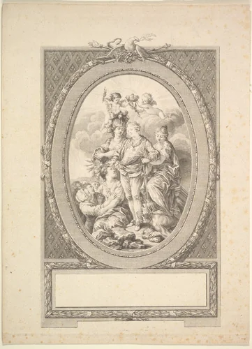 Reverse Copy of Allegory of Louis XVI on the Occasion of his Accession to the Throne of France in 1774 by Augustin de Saint-Aubin, print, 1775-1800