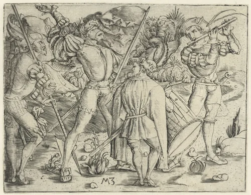De vier soldaten by Unknown, print, 1500-1503