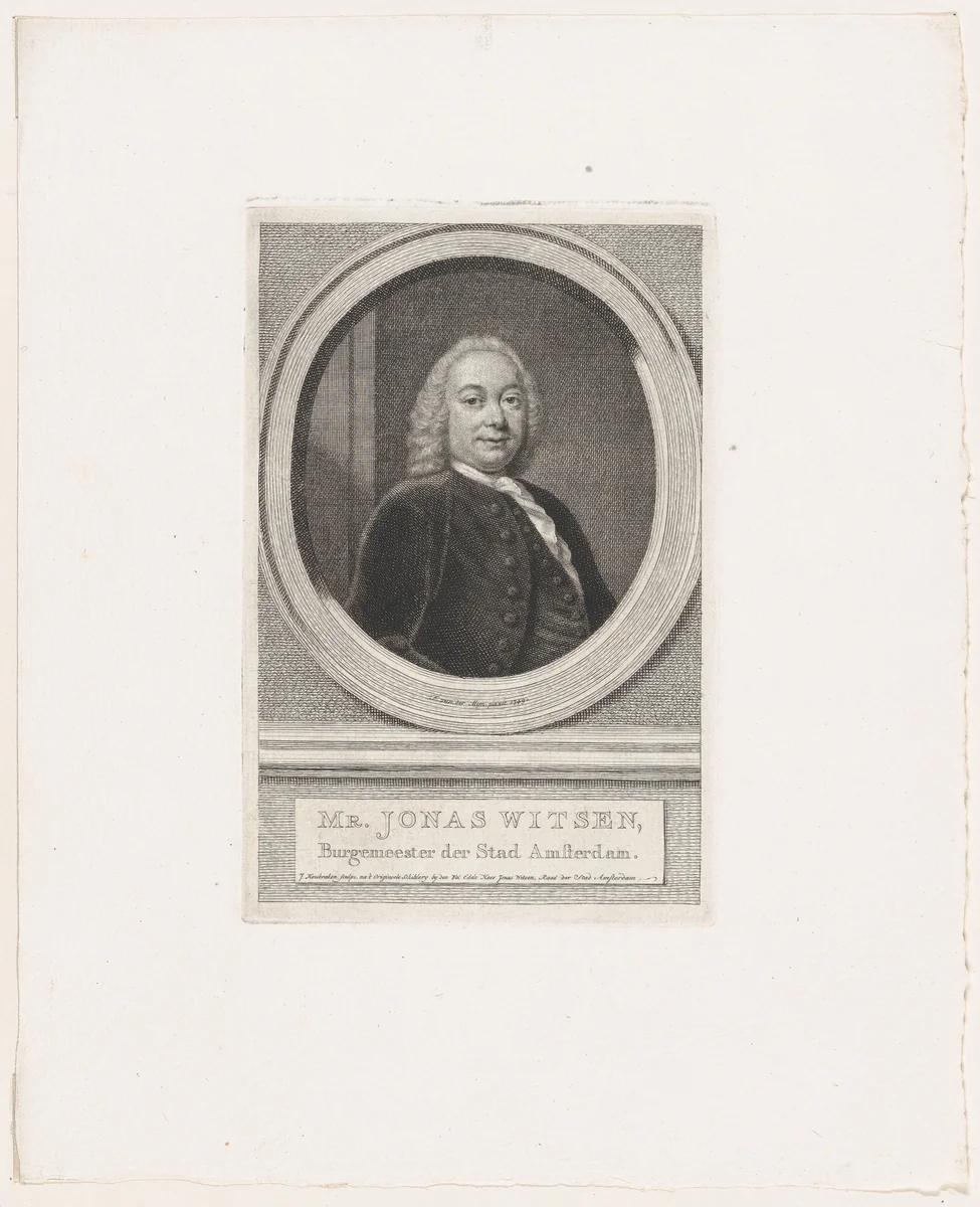Jonas Witsen, Burgemeester der Stad Amsterdam by Jacob Houbraken, print, 1749