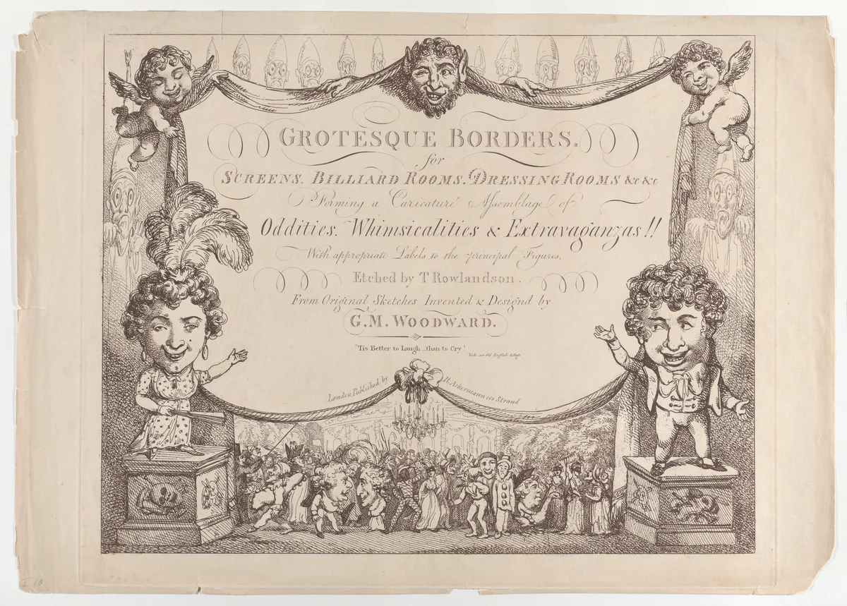 Grotesque Borders for Screens, Billiard Rooms, Dressing Rooms, &c &c by Thomas Rowlandson, print, 1799-1800