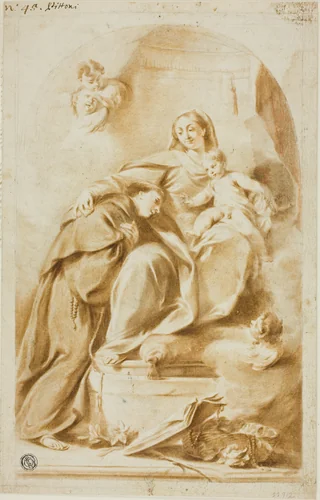Madonna and Child with Saint Anthony of Padua by Giovanni Battista Pittoni, drawing, 1707-1767