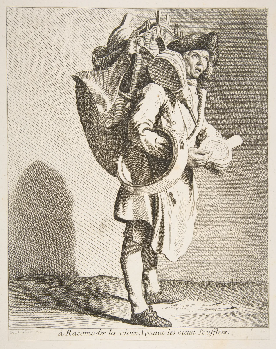 Repairer of Seals and Bellows by Anne Claude Philippe de Tubières, print, 1738