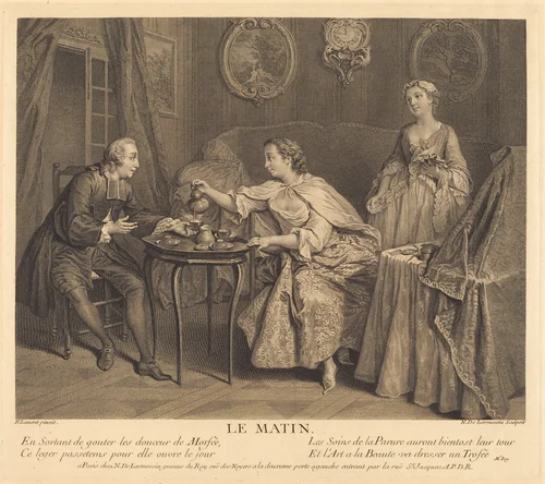 Le matin by Nicolas de Larmessin IV, Nicolas Lancret, print, 1741