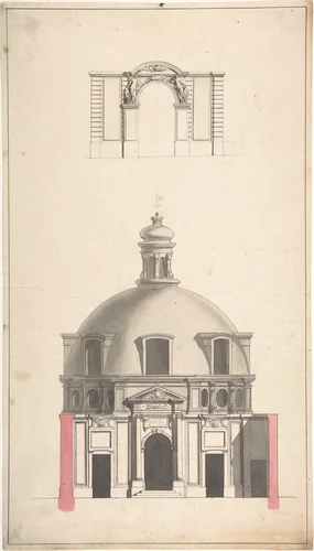 Elevation of the Amphitheatre and Entrance Gate of the Collège des Chirugies, Paris by Jacques François Blondel, drawing, 1747-1757