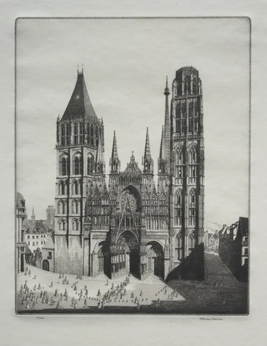 Rouen Cathedral by Herbert Gordon Warlow, print