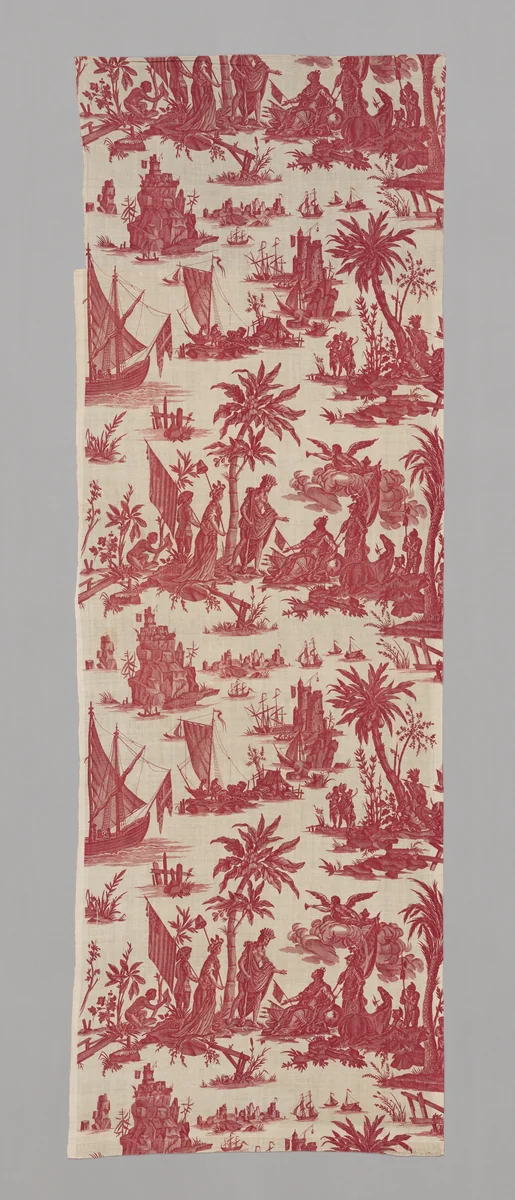 L'Hommage de l'Amérique á la France (America's Tribute to France) (Furnishing Fabric) by Jean Baptiste Huet, textile, 1780-1790
