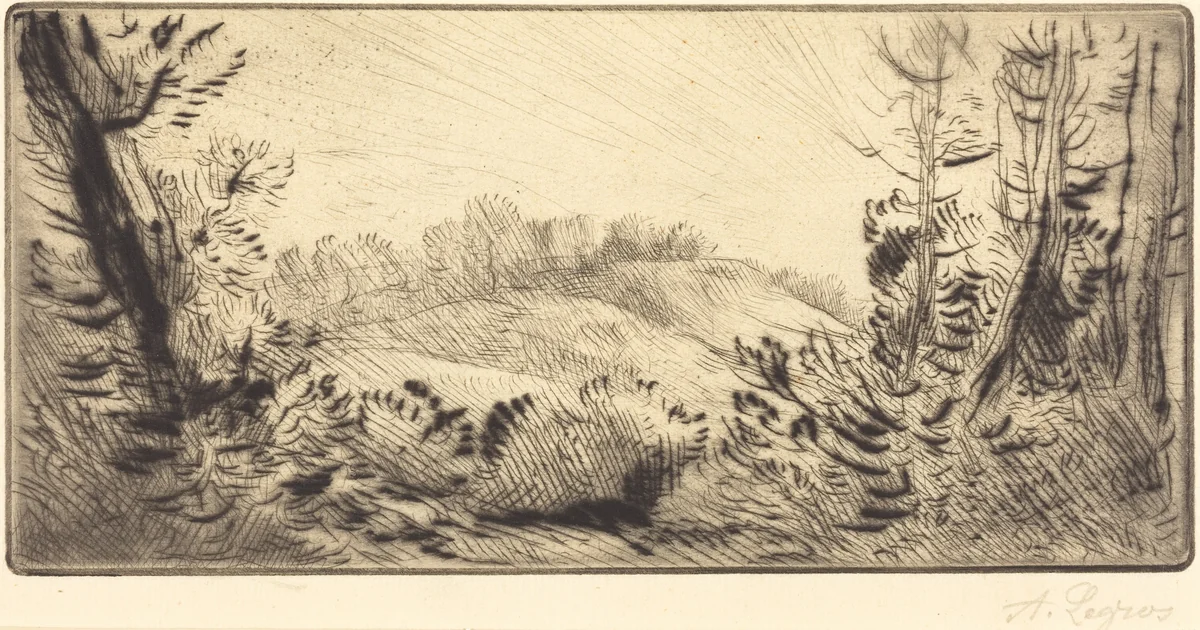 Small Hill (Le coteau) by Alphonse Legros, print, 1837-1911