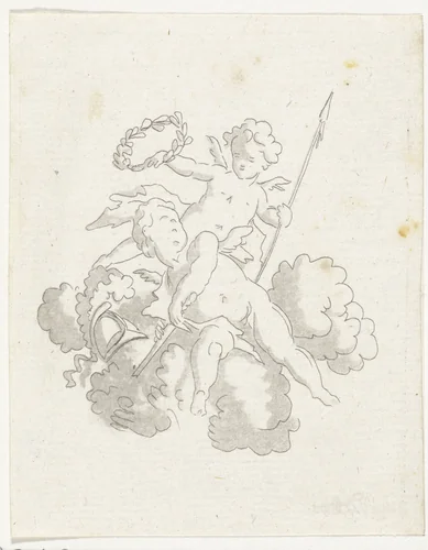 Twee putti by Anthonie van den Bos, print, 1778-1838