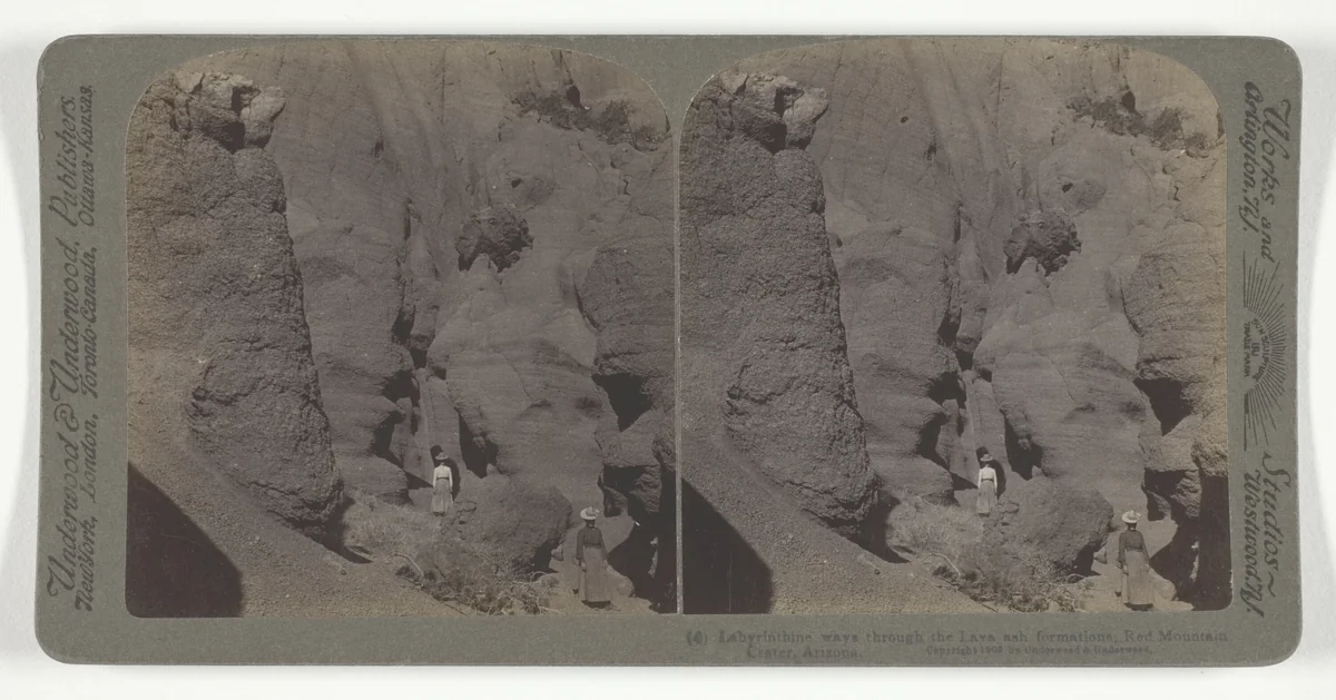 Labyrinthine ways through the Lava ash formations, Red Mountain Crater, Arizona, No. 6 from the series "Notes of Travel" by Underwood & Underwood, photograph, 1903