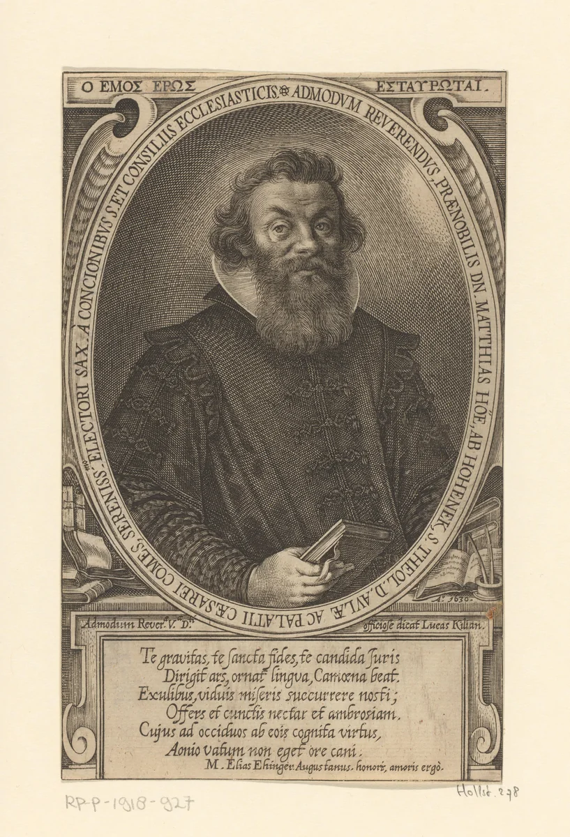Portret van Matthias Hoë van Hoënegg by Lucas Kilian, print, 1630