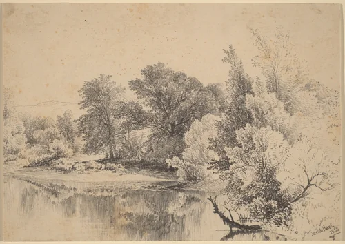 Pond Edge by James McDougal Hart, drawing, 1858