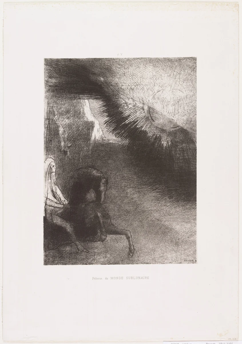Pilgrim of the Sublunary World (Pèlerin du monde sublunaire) from Dreams (Songes) by Odilon Redon, print, 1891