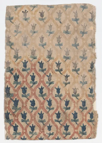 Sheet with overall pattern of tulips by anonymous, print, 1800-1900