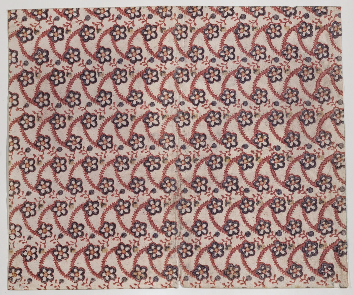 Sheet with overall floral pattern by anonymous, print, 1800-1900