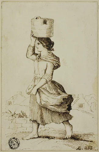 Girl of Claddagh or Fishing Suburb, Galway by A. Bradstreet, drawing, 1850-1860